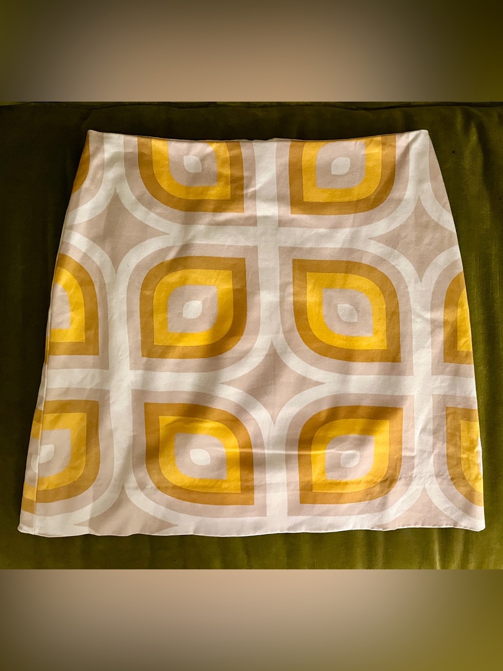 Retro Geometric Yellow and Mustard Mini Skirt